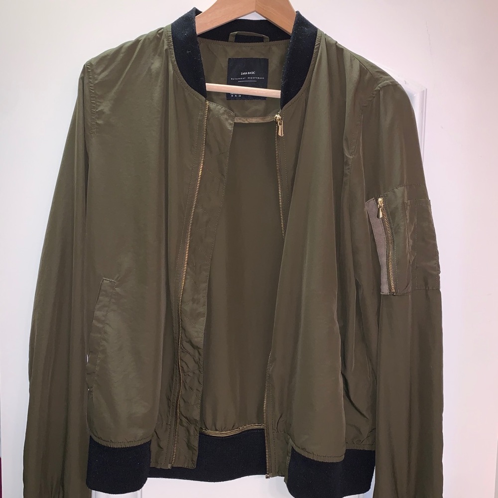 ZARA army green bomber jacket